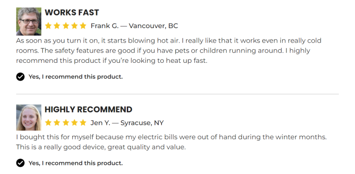 HeatWell testimonials